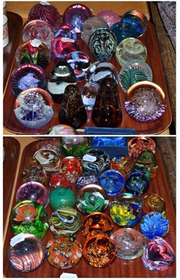 Lot 313 - Two trays of twelve Caithness and thirty eight various other glass paperweights (50)
