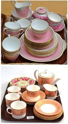 Lot 316 - Two trays of tea wares including a Royal Worcester Balmoral part service, a Spode pink and gilt...