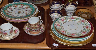 Lot 318 - Two trays of mainly 19th century porcelain including a John Rose Coalport trio, a Flight Barr...