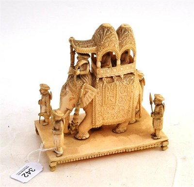 Lot 342 - An Indian ivory ceremonial elephant group (a.f.) (pre 1925)