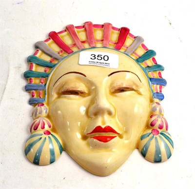 Lot 350 - Marlene' Clarice Cliff Bizarre wall mask, painted in colours, printed factory marks, 18cm...