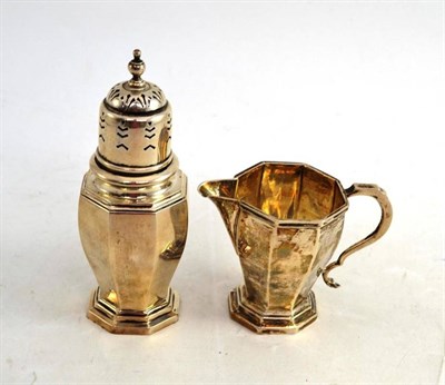 Lot 352 - Silver caster and jug