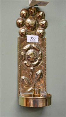 Lot 355 - Embossed Dutch brass wall sconce