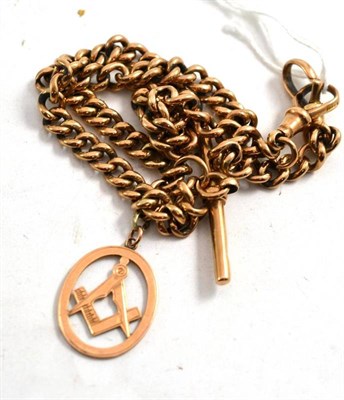 Lot 382 - A Victorian 9ct gold chain hung with a Masonic pendant