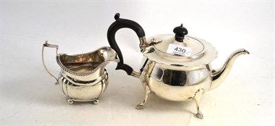 Lot 430 - Silver teapot and a late Georgian cream jug