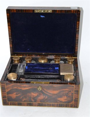 Lot 476 - Victorian Coromandel wood cased travelling set