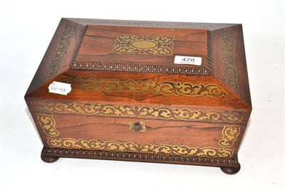 Lot 478 - Early 19th century rosewood sarcophagus work box with brass inlay