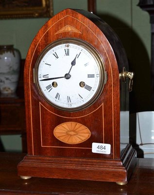 Lot 484 - An Edwardian inlaid mahogany striking mantel clock