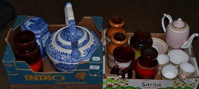 Lot 527 - A Maling Ringtons blue and white tea caddy, a Spode Italian pattern large tea kettle, a...