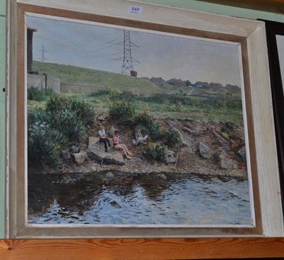 Lot 544 - John Godden 'By the Lea (Tottenham)', oil on board, signed, label to verso, 46cm x 66cm