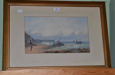 Lot 548 - J F Branegan, 'Sandsend from Whitby' and 'Schooner off the Tees', signed and inscribed...