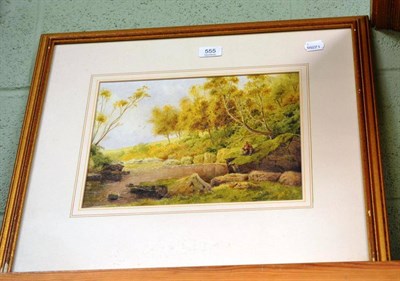 Lot 555 - Watercolour by E B Cosgrove, ";Tying the Fly"