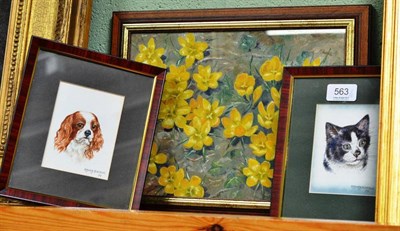 Lot 563 - A pair of watercolour studies by DM and EM Alderson and an oil painting of Aconites