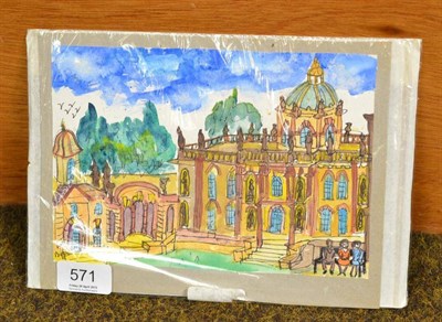 Lot 571 - Lois Bygrave (late 20th Century) ";Castle Howard"; signed, pen and ink, unframed, 14cm by 20cm