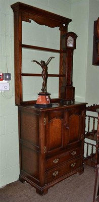 Lot 606 - Reproduction oak cabinet with associated rack