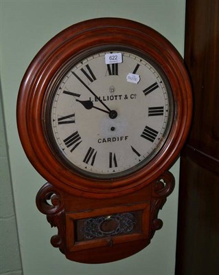 Lot 622 - A Victorian mahogany drop dial wall clock signed J Elliott and Co, Cardiff