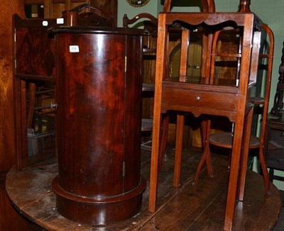 Lot 636 - A Victorian mahogany cylindrical pot cupboard, a Georgian style mahogany tray top night table and a