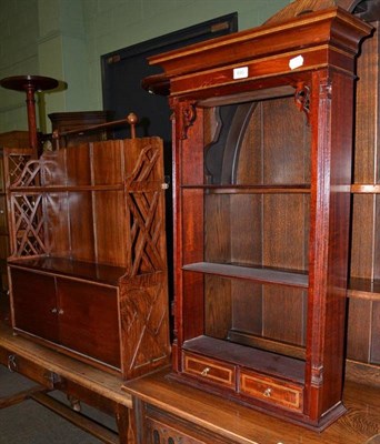 Lot 640 - A mahogany wall cupboard and a set of reproduction wall shelves