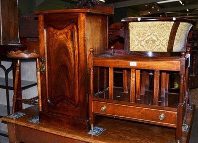 Lot 643 - Reproduction Canterbury, oval cutlery table and a mahogany pot cupboard