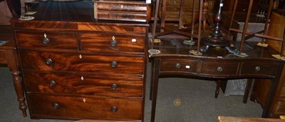 Lot 657 - A mahogany serpentine front side table and a 19th century mahogany straight front four height chest