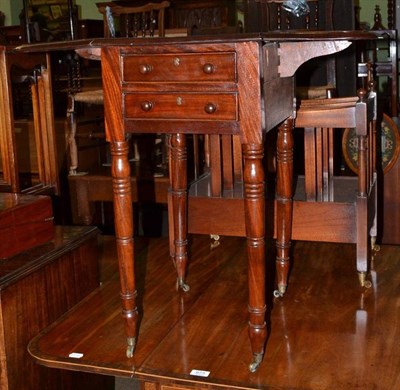 Lot 672 - George IV mahogany work table fitted with two drawers