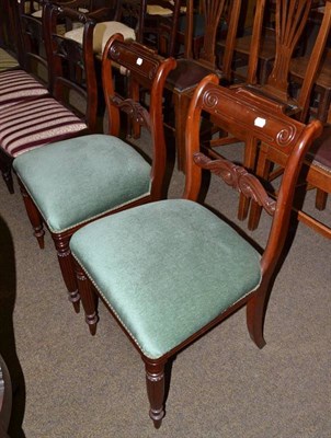 Lot 707 - A pair of Regency mahogany rope back dining chairs, a pair of similar bar back dining chairs...