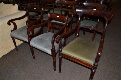 Lot 711 - Three early 19th century mahogany bar back elbow chairs