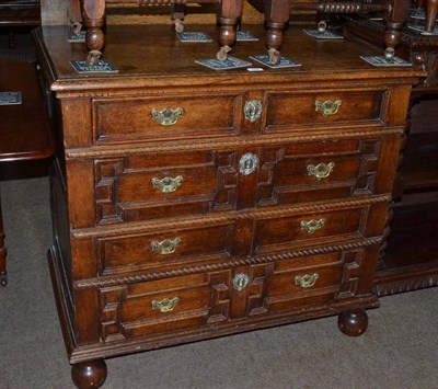 Lot 733 - Oak chest with moulded front