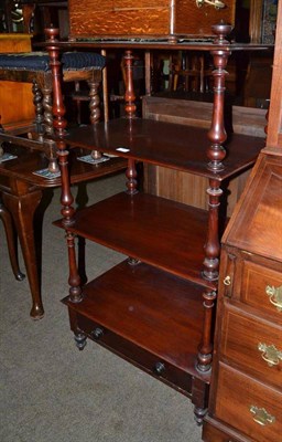 Lot 746 - Victorian mahogany four tier whatnot with drawer