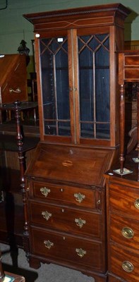 Lot 747 - Mahogany bureau bookcase of small proportions