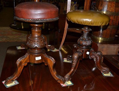 Lot 753 - Two Victorian revolving piano stools