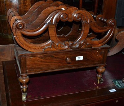 Lot 754 - A Victorian rosewood music Canterbury with later drawer linings