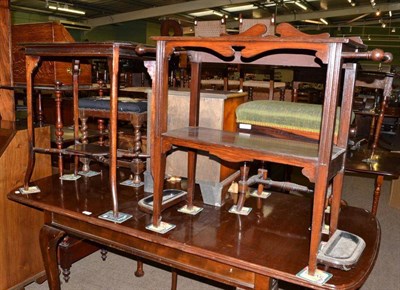 Lot 758 - Edwardian oak two tier stick stand and an Edwardian occasional table