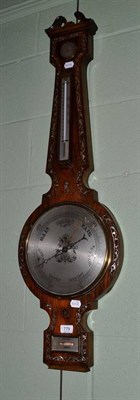 Lot 779 - An early Victorian wheel barometer/thermometer in a mother of pearl inlaid rosewood case, by A...