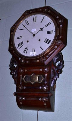 Lot 780 - A Victorian mother of pearl inlaid rosewood drop dial wall clock