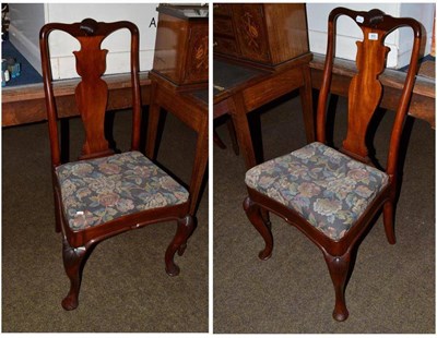 Lot 805 - Pair of walnut Queen Anne style dining chairs