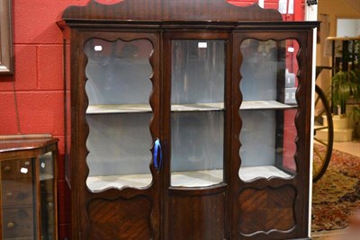 Lot 816 - Early 20th century mahogany glazed display cabinet and a walnut china cabinet (2)