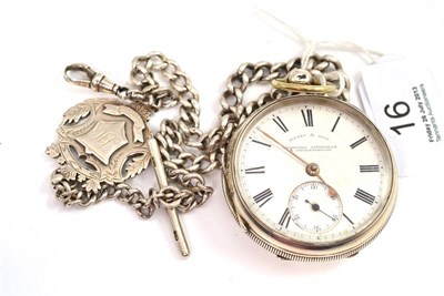 Lot 16 - Pinney & Sons silver pocket watch and watch chain