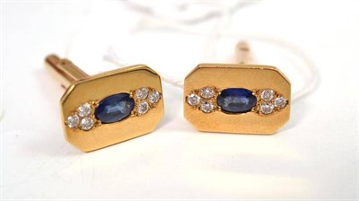 Lot 29 - Diamond and sapphire cufflinks