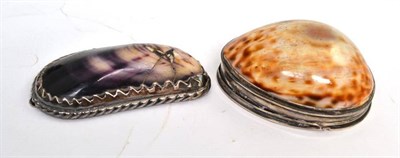 Lot 46 - Two shell and white metal snuff boxes