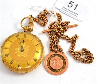 Lot 51 - An 18ct gold pocket watch and chain