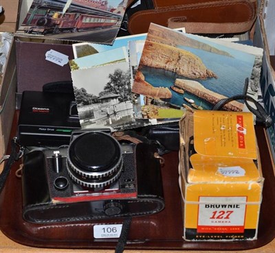 Lot 106 - Five various cameras and a box of postcards