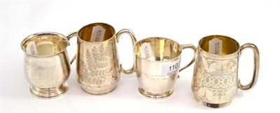 Lot 110 - Four silver small mugs