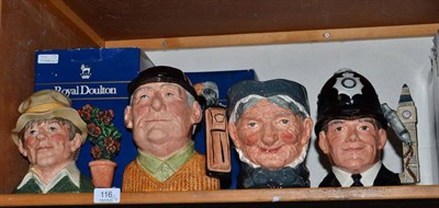 Lot 116 - Four Royal Doulton character jugs ";Golfer"; D6623, ";Granny"; D5521, ";The Gardener"; D6867, ";The