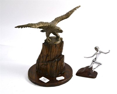 Lot 152 - A car mascot in the form of an eagle, on a later base and another of a running lady