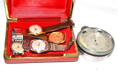 Lot 174 - A steel gents Seamaster Omega wristwatch, three other gents wristwatches and a cased pocket...