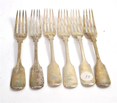 Lot 177 - A set of six Victorian silver fiddle pattern forks