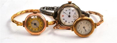 Lot 183 - Two gold watches and a silver watch