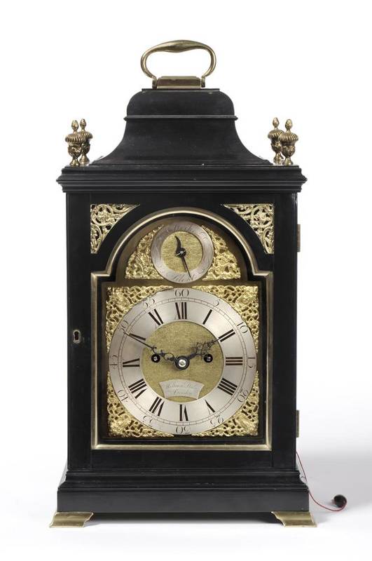 Lot 933 - An Ebonised Striking Table Clock, signed William Dale, London, circa 1770, inverted bell top...