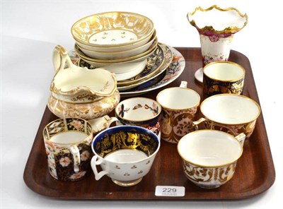 Lot 229 - Two Derby teapot stands, a plate, four coffee cans, three cups, five saucers, Staffordshire...